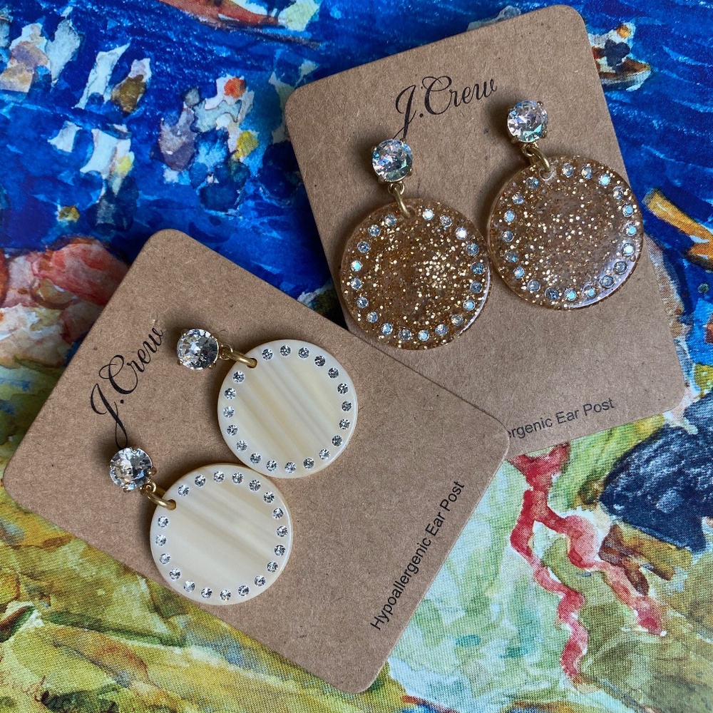 J. CREW Lucite Disk Drops (2 pair)